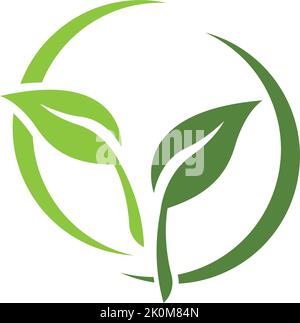 three leaf logo design. green leaf eco logo template - vector Stock Vector