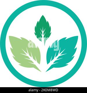 Mint leaves flat vector color icon template Stock Vector