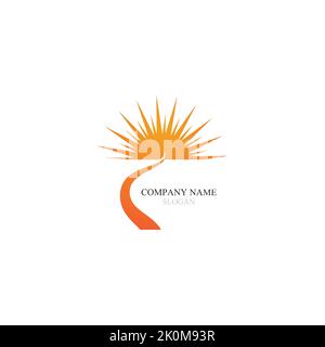 Vector Icon Logo Template Sun over horizon Stock Vector