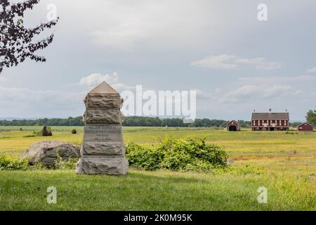 Winfield Scott Hancock Wounding Monument, Gettysburg National Military Park, PA USA, Gettysburg, Pennsylvania Stock Photo