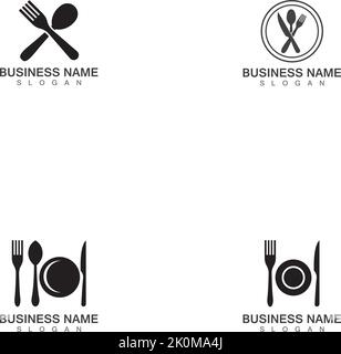 Fork, knife and spoon icon logo vector template.design for restaurant. Stock Vector