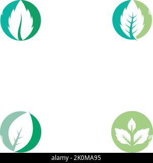 Mint leaves flat vector color icon template Stock Vector