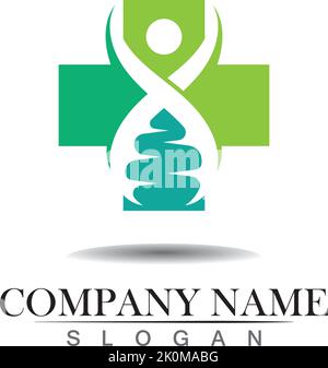 abstract cross medical and human DNA vector logo design Stock Vector