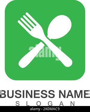 Fork, knife and spoon icon logo vector template.design for restaurant. Stock Vector