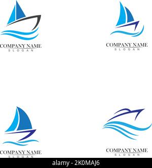 Ocean cruise liner ship silhouette simple linear logo Stock Vector