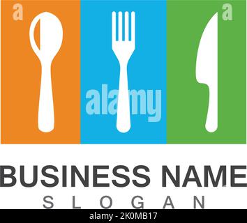 Fork, knife and spoon icon logo vector template.design for restaurant. Stock Vector