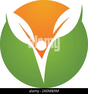 three leaf logo design. green leaf eco logo template - vector Stock Vector
