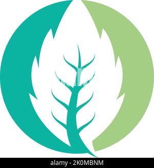 Mint leaves flat vector color icon template Stock Vector