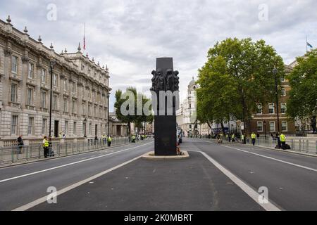 London, UK. 12 September 2022. General view of Whitehall, London, part of the procession route for Queen Elizabeth II’s funeral. Picture date: Monday September 12, 2022. Photo credit should read: Matt Crossick/Empics/Alamy Live News Stock Photo