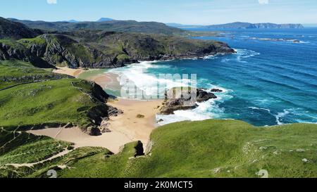 The beautiful view of Murder Hole Beach or Boyeeghter Bay. Donegal, Ireland. Stock Photo