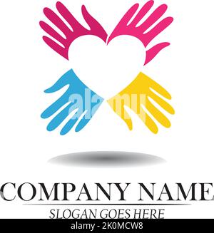 Hand and Love Logo Design icon template Stock Vector