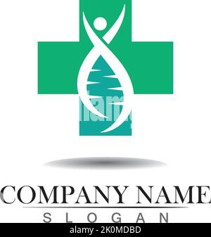 abstract cross medical and human DNA vector logo design Stock Vector
