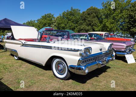 1959 Ford Galaxie ‘790 XVK’ on display at the American Auto Club Rally of the Giants, held at Blenheim Palace on the 10 July 2022 Stock Photo