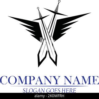 Sword Winged Logo Vector Template Design Stock Vector
