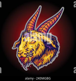 Angry mountain goat head illustration vector illustrations for your work logo, merchandise t-shirt, stickers and label designs, poster, greeting cards Stock Vector