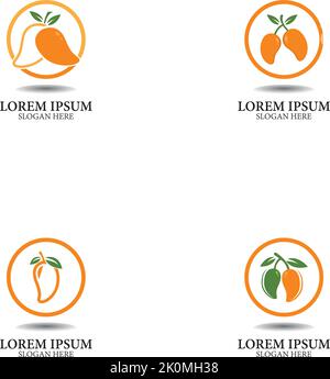 Mango flat image logo vector template illustration design Stock Vector