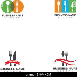 Fork, knife and spoon icon logo vector template.design for restaurant. Stock Vector