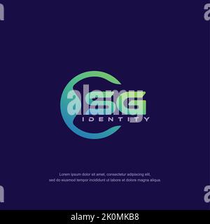 SG Initial letter circular line logo template vector with gradient color Stock Vector