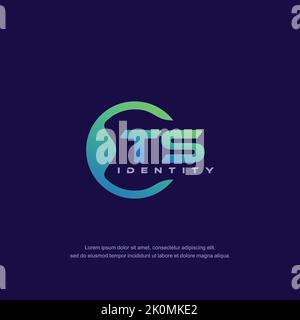 TS Initial letter circular line logo template vector with gradient color Stock Vector
