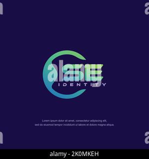 SE Initial letter circular line logo template vector with gradient color Stock Vector