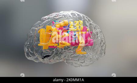 Math Brain Science glass brain and math formulas, math and technology concept digitally ...