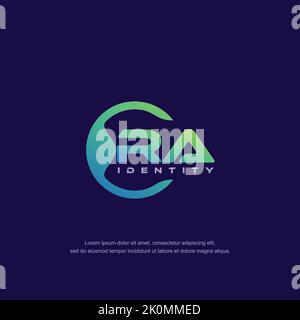 RA Initial letter circular line logo template vector with gradient color Stock Vector