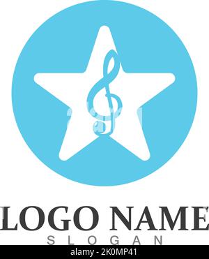 Star Note Music Icon Logo Design Template Stock Vector