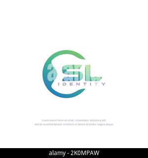 SL Initial letter circular line logo template vector with gradient color Stock Vector