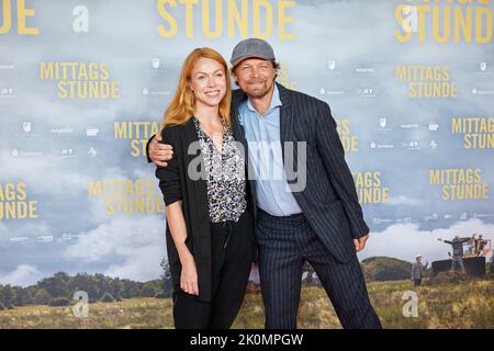 Husum, Germany. 12th Sep, 2022. Esther Roling, actress, and Lars Jessen, director and producer, come to the premiere of the film 'Mittagsstunde' at Kino-Center-Husum. Credit: Georg Wendt/dpa/Alamy Live News Stock Photo