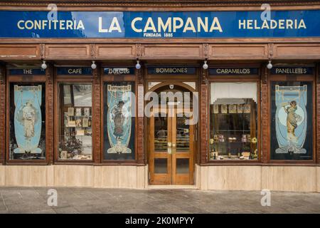 Facade of the historic pastry shop La Campana in Seville Stock Photo
