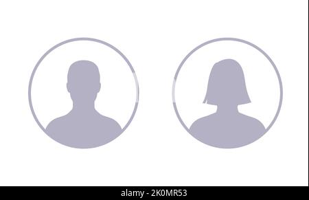 Man and woman empty avatars set. Vector photo placeholder for social networks, resumes, forums and dating sites. Stock Vector
