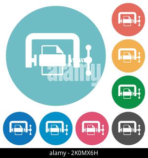 File compression solid flat white icons on round color backgrounds Stock Vector