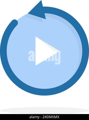 blue replay icon isolated on white Stock Vector