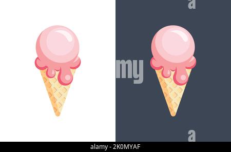 Icecream Vector icon in flat style isolated on White and Black background.  Stock Vector
