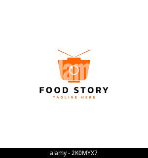 Simple bowl and camera logo design. Food photography logo. Food story logo. Vector format. Stock Vector