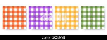 Halloween gingham seamless pattern set in traditional colors. Vichy plaid design for autumn holiday textile decorative. Checked pattern for fabric - p Stock Vector