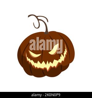 Spooky smiling Halloween pumpkin, design element, isolated, white background. Vector illustration Stock Vector