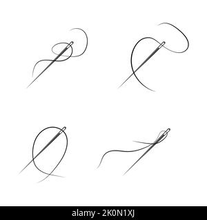Set of sewing needles vector illustration, isolated on white background. Stock Vector