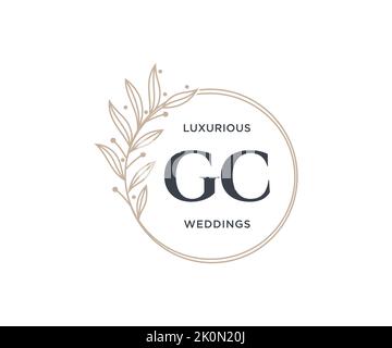 GC Initials letter Wedding monogram logos template, hand drawn modern minimalistic and floral templates for Invitation cards, Save the Date, elegant Stock Vector