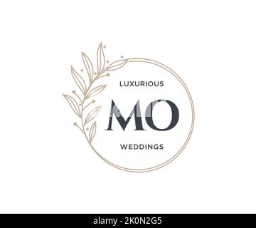 MO Initials letter Wedding monogram logos template, hand drawn modern minimalistic and floral templates for Invitation cards, Save the Date, elegant Stock Vector