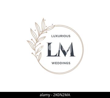 LM Initials letter Wedding monogram logos template, hand drawn modern minimalistic and floral templates for Invitation cards, Save the Date, elegant Stock Vector