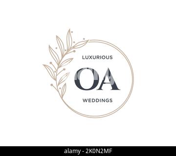 OA Initials letter Wedding monogram logos template, hand drawn modern minimalistic and floral templates for Invitation cards, Save the Date, elegant Stock Vector