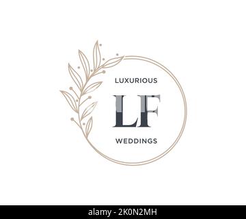 LF Initials letter Wedding monogram logos template, hand drawn modern minimalistic and floral templates for Invitation cards, Save the Date, elegant Stock Vector