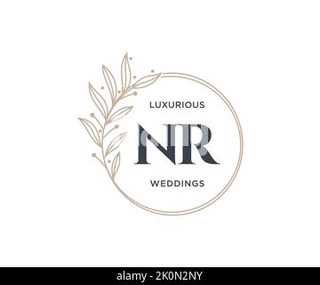 NR Initials letter Wedding monogram logos template, hand drawn modern minimalistic and floral templates for Invitation cards, Save the Date, elegant Stock Vector
