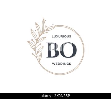 BO Initials letter Wedding monogram logos template, hand drawn modern minimalistic and floral templates for Invitation cards, Save the Date, elegant Stock Vector
