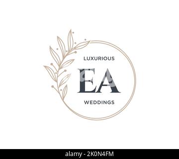 EA Initials letter Wedding monogram logos template, hand drawn modern minimalistic and floral templates for Invitation cards, Save the Date, elegant Stock Vector