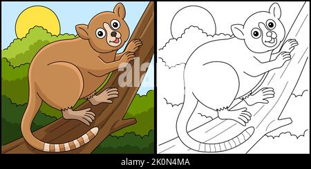 Mouse Lemur Animal Coloring Page Illustration Stock Vector