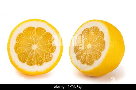 Cut Lemon fruit isolated on white background Stock Photo