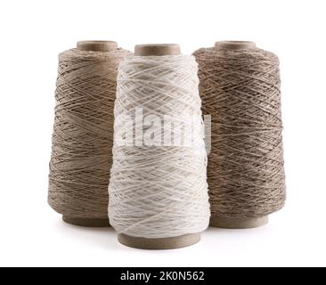 Bobbins of yarn  isolated on  white background. Stock Photo