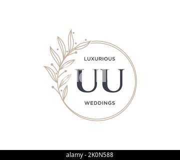 UU Initials letter Wedding monogram logos template, hand drawn modern minimalistic and floral templates for Invitation cards, Save the Date, elegant Stock Vector